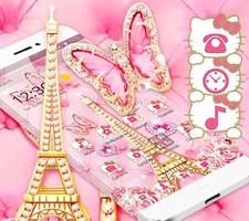 Pink Butterfly Eiffel Kitty Theme screenshot 3