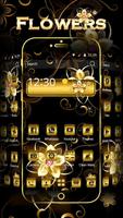 Gold Flowers Theme Affiche