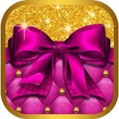 Złoty Glitter Różowy Bow Bow motywu ikona