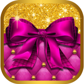 Golden Glitter Pink Luxury Silk Bow knot Theme ไอคอน