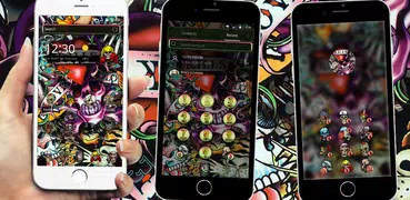 Rock Skull Graffiti Theme & Lock Screen & Call