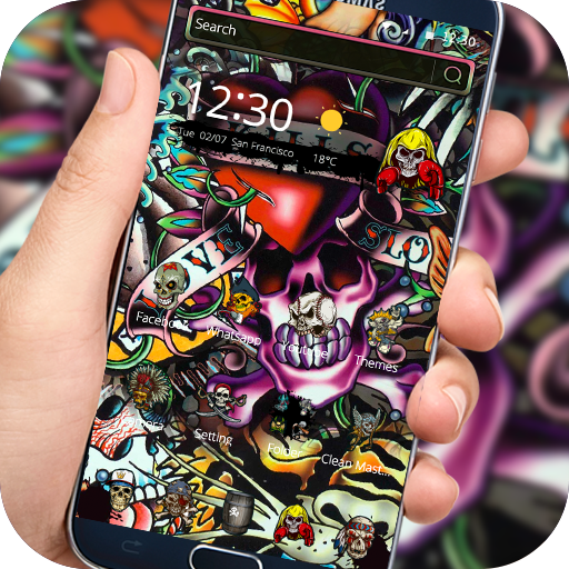 Rock Skull граффити экрана тему блокировки телефон