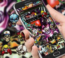 پوستر Rock Skull Graffiti Theme & Lock Screen & Call