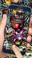 Rock Skull граффити экрана тему блокировки телефон скриншот 2