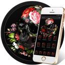 Skeleton flowers  Black skull theme  Lock screen APK