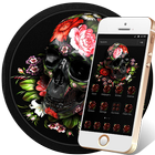 Skeleton flowers  Black skull theme  Lock screen icône