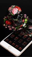 Skeleton flowers  Black skull theme  Lock screen स्क्रीनशॉट 3