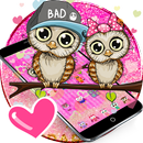 Pink Cute Owl Cartoon Theme APK