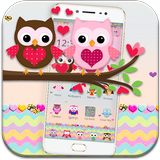 Pink Lovely Owl Cartoon Theme-icoon