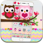 Pink Lovely Owl Cartoon Theme ikon