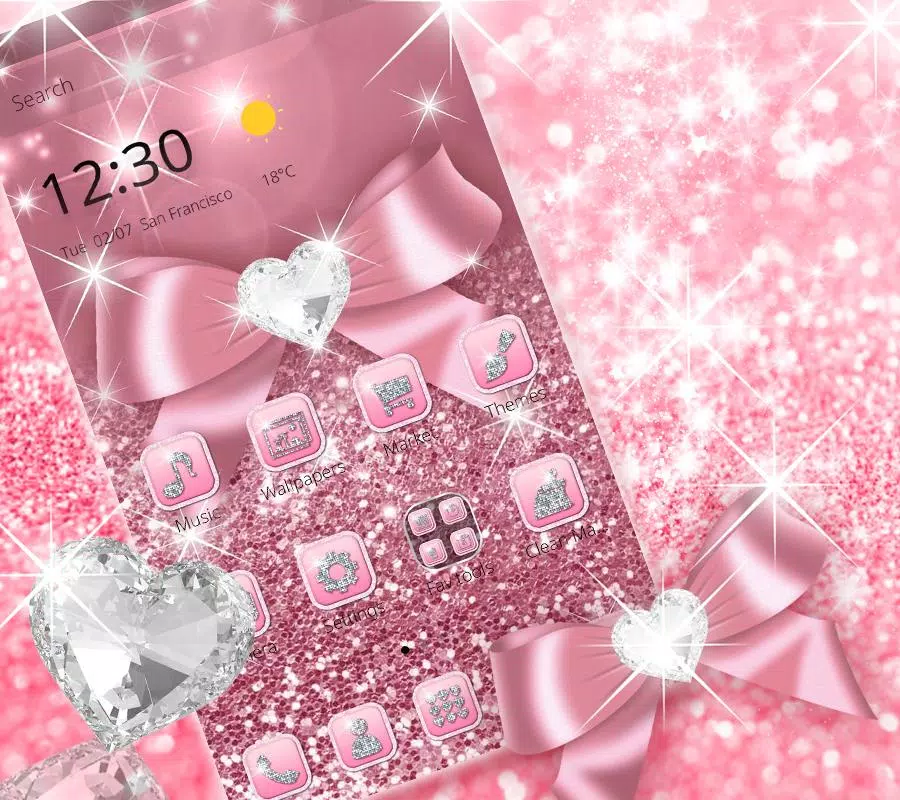 Rose Gold Shiny Diamond Pink Bow Glitter Theme APK for Android Download Rose Gold Shiny Diamond Pink Bow Glitter Theme APK for Android Download