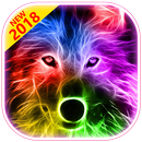 3D Wild Neon Wolf Theme aplikacja