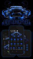 Blue Racing Car Affiche