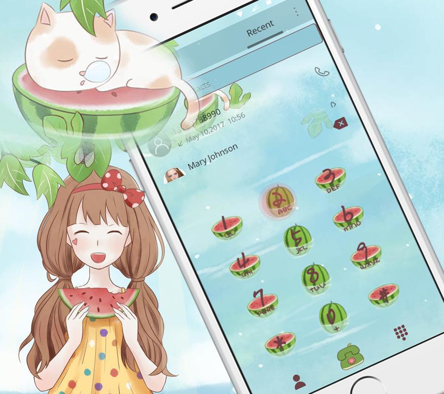 Android 用の かわいい漫画のスイカが女の子の壁紙 ロック画面を愛する Apk をダウンロード