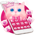 Pink Cute Bow Kitty Cat Theme icône