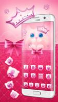 Pink Cute Bow Kitty Cat Theme Affiche