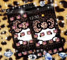 金色豹紋kitty鑽石主題，豹紋蝴蝶結小貓壁紙，可愛kitty圖標 截圖 2