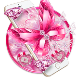 Pink Glitter Diamond Butterfly Theme icône