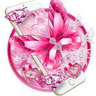 Pink Glitter Diamond Butterfly Theme ikon