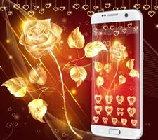 Luxury Golden Rose Glitter Theme capture d'écran 2