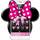 Pink Black Minny Bowknot Theme-icoon