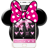 Pink Black Minny Bowknot Theme আইকন