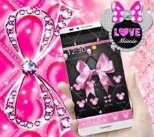 Pink Black Minny Bowknot Theme 截图 1