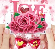 Romantic Valentine Pink Rose Theme Affiche