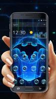 Bat Hero Blue Neon theme পোস্টার