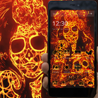 A Woman Fire Graffiti Theme With Skull ikon