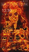 A Woman Fire Graffiti Theme With Skull Affiche
