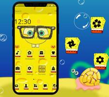 Cute Yellow Sponge Guys Theme Cartaz