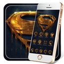 Superman logo  black metal material theme APK