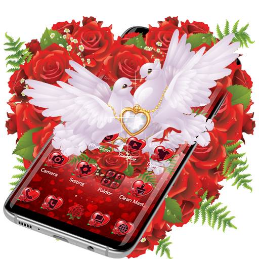 Red Rose Pigeon Heart Theme