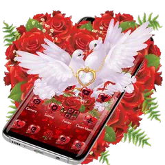 Red Rose Pigeon Heart Theme