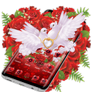 Red Rose Pigeon Heart Theme-APK
