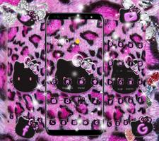 Pink Black Kitty Leopard bow-knot Themes скриншот 2