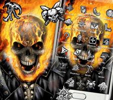Yellow Fire Skull Theme Affiche