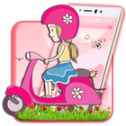 Salmon Pink Scooter Girl Theme icône