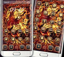 Red Fire Lion Theme Affiche