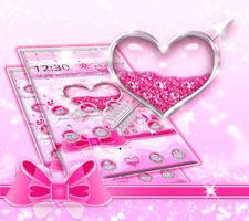 Pink Glitter Heart Affiche