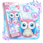 Pink Owl Anime Cute Launcher Theme simgesi
