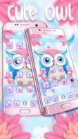 pink owl Anime cute theme poster