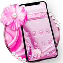 典雅粉色絲綢主題 浪漫唯美珍珠綢布壁紙 APK