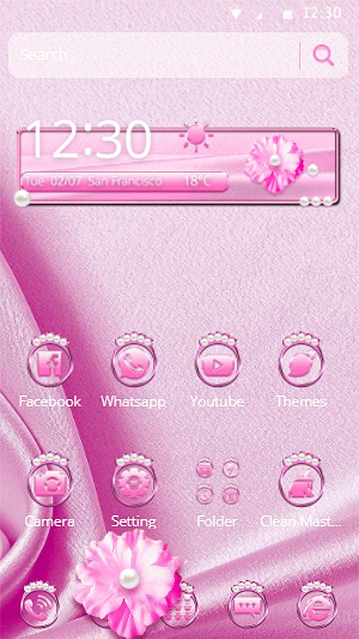 Android 用の エレガントなピンクのシルクのテーマロマンチックな美しい真珠のシルクの壁紙 Apk をダウンロード