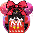 Cute Red Minny Bow Theme icono