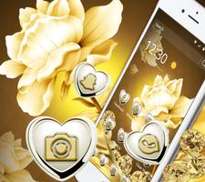 Refined Golden Lotus Flower Theme Affiche