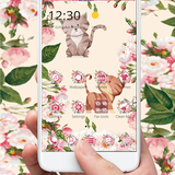 Fresh Romantic Flowers Cat Theme icône