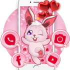 Lovely Pink Rabbit Theme أيقونة