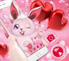Lovely Pink Rabbit Theme الملصق